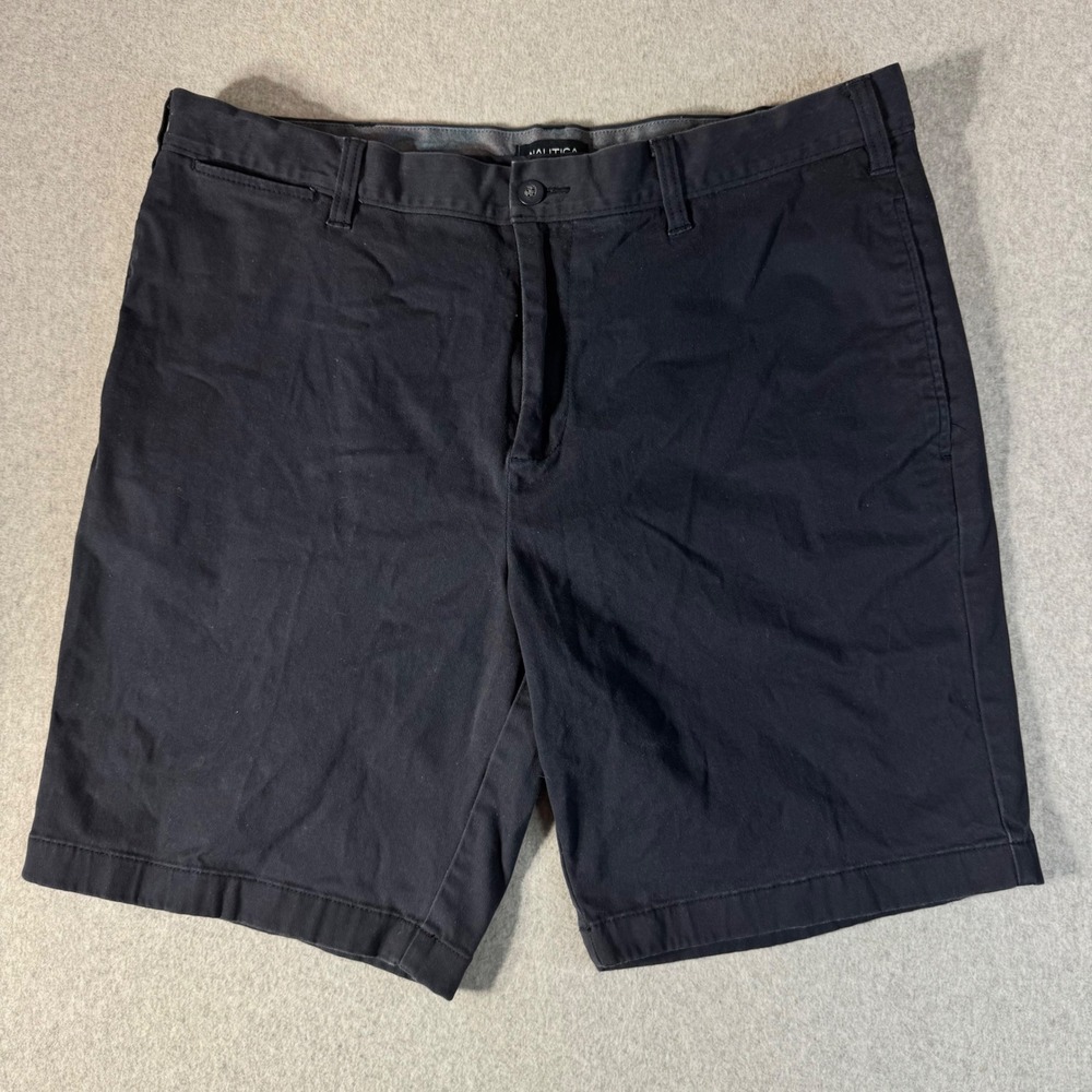 Nautica Mens Slim Fit Stretch Chino Shorts Navy Blue 38W Flat Front VDR K06 118